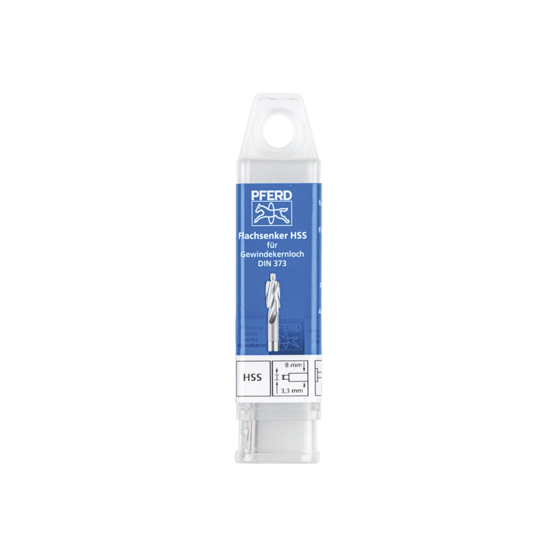 PFERD TOOLS HSS Flachsenker mit Führungszapfen DIN 373 Ø 8,0mm Schaft-Ø 5 mm für Gewindekernloch Produktbild img2 L