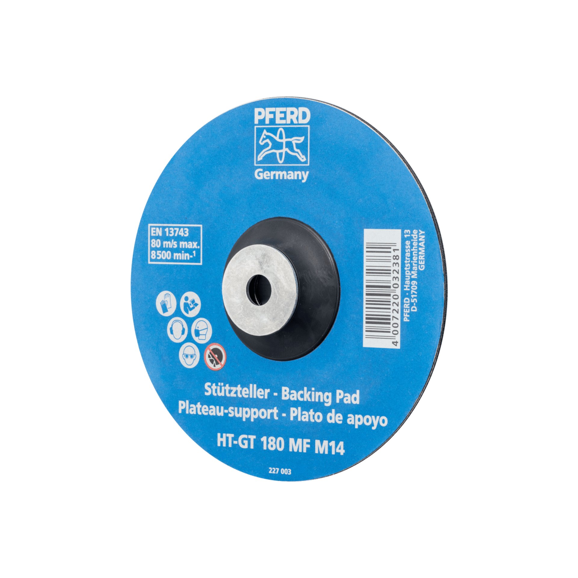 PFERD TOOLS Hitzebeständiger Stützteller mit Spannmutter Ø 180 HT-GT M14 für Winkelschleifer 180 Produktbild img1 L