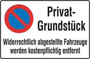 Parkverbotsschild Alu B600xH400 mm Privatgrundstück SafetyMarking Produktbild img1 L