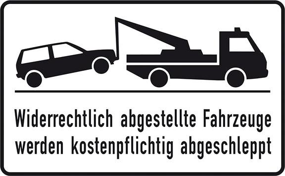 Parkverbotsschild Alu B400xH250 mm Unberechtigt abgestellte Fahrzeuge w. abgeschleppt Produktbild img1 L
