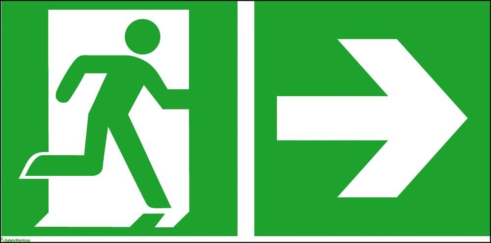 Rettungsweg rechts mit Zusatzzeichen Produktbild img1 L