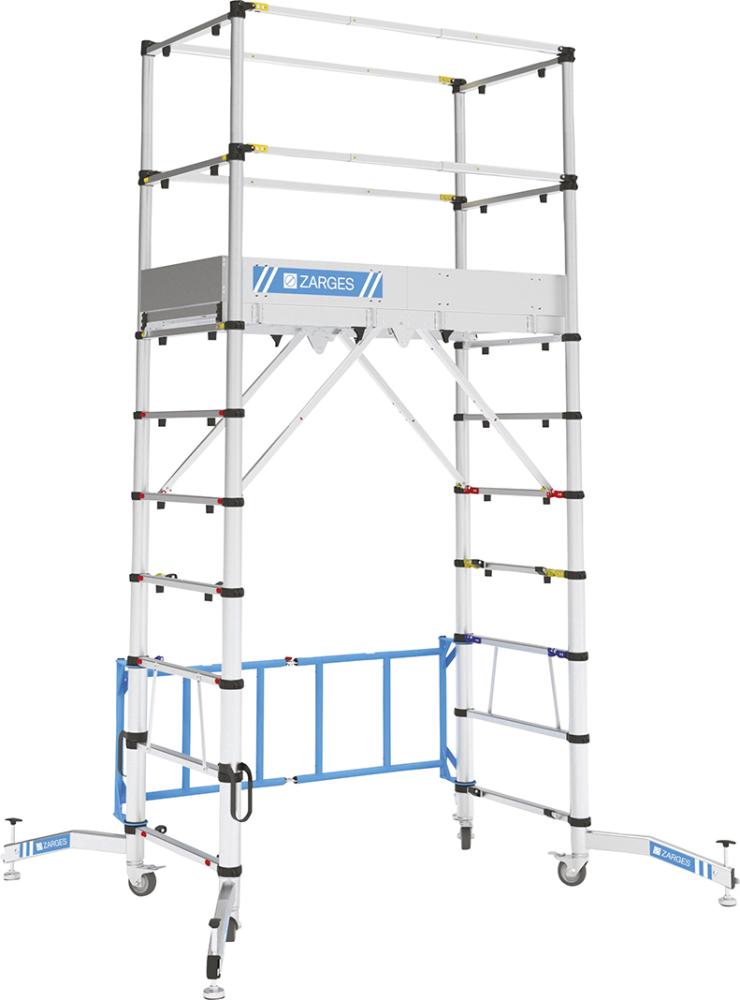 ZARGES Teletower kompakt. Teleskopgerüst Arbeitshöhe 4 m Plattform 1,4 x 0,6 m Produktbild img1 L