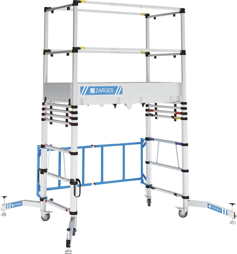 ZARGES Teletower kompakt. Teleskopgerüst Arbeitshöhe 4 m Plattform 1,4 x 0,6 m Produktbild img3 L