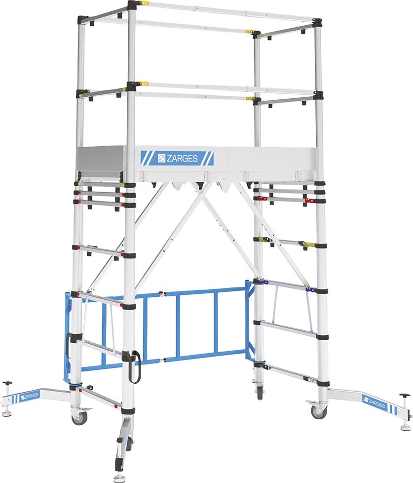 ZARGES Teletower kompakt. Teleskopgerüst Arbeitshöhe 4 m Plattform 1,4 x 0,6 m Produktbild img4 L