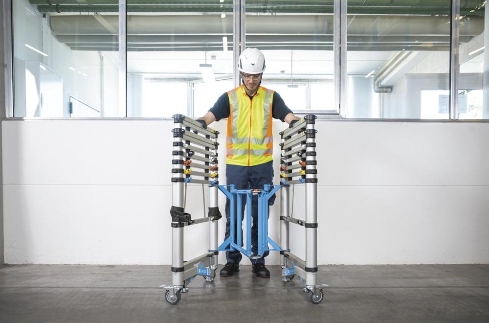 ZARGES Teletower kompakt. Teleskopgerüst Arbeitshöhe 4 m Plattform 1,4 x 0,6 m Produktbild img7 L