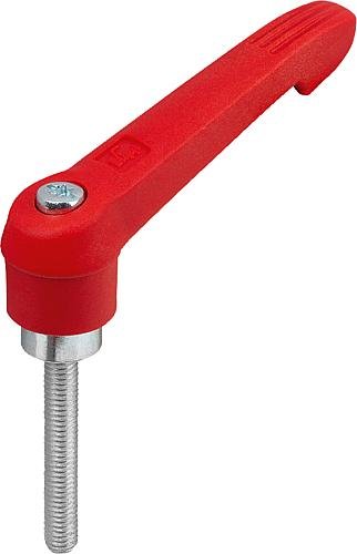 KLEMMHEBEL GR.2 M10X60, KUNSTSTOFF ROT RAL3020, KOMP:STAHL BLAU-PASSIVIERT Produktbild img1 L