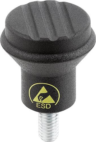 Kipp PILZKNOPF ANTISTATISCH GR.1 D=M05X10 D1=21 THERMOPLAST, SCHWARZ RAL9011, KOMP... Produktbild img1 L