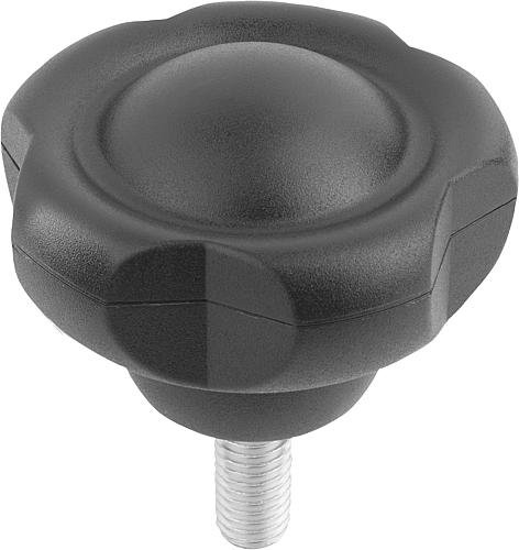 FÜNFSTERNGRIFF D1=50 D=M12X35 H=34,8, FORM:L, THERMOPLAST SCHWARZ RAL7021, KO... Produktbild img1 L