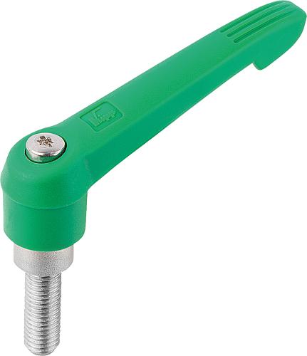 KLEMMHEBEL GR.2 M08X15, KUNSTSTOFF GRÜN RAL6032, KOMP:EDELSTAHL Produktbild img1 L