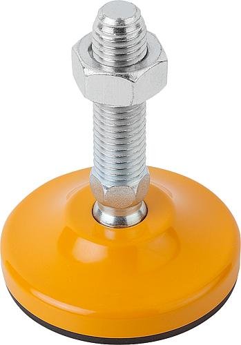 GELENKFUß, D=100 D1=M16X75, SW=20, FORM:B ANTI-SLIP-PLATTE, STAHL, KOMP:GUMMI Produktbild img1 L
