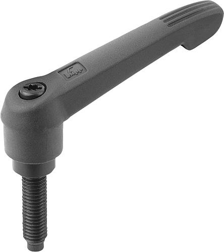 KLEMMHEBEL MIT DRUCKBOLZEN GR.2 M08X20,8, FORM:F KUNSTSTOFF, SCHWARZ RAL7021,... Produktbild img1 L