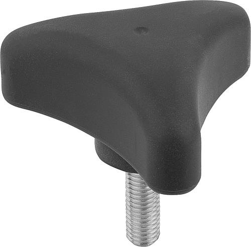DREISTERNGRIFF ERGONOMISCH D=M12X30 D1=80 H=37, FORM:L KUNSTSTOFF, SCHWARZ RA... Produktbild img1 L