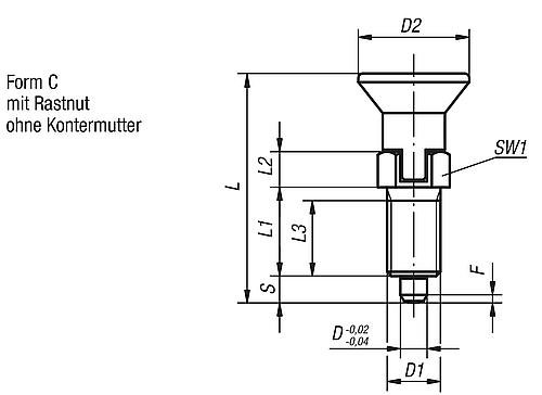 ARRETIERBOLZEN GR.5 D1=M24X2, D=16, FORM:C M.RASTNUT, O.KONTERMUTTER, EDELSTA... Produktbild img2 L