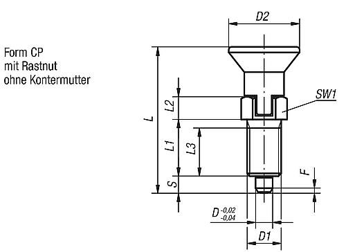 ARRETIERBOLZEN MIT GEWINDESICHERUNG GR.0 M08X1, D=4, FORM:CP M.RASTNUT, O.KON... Produktbild img2 L