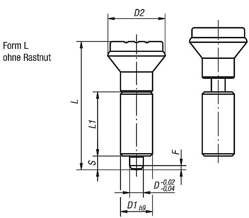 ARRETIERBOLZEN OHNE BUND GR.4, D1=22, D=10, L=80, FORM:L OHNE RASTNUT, STAHL ... Produktbild img2 L
