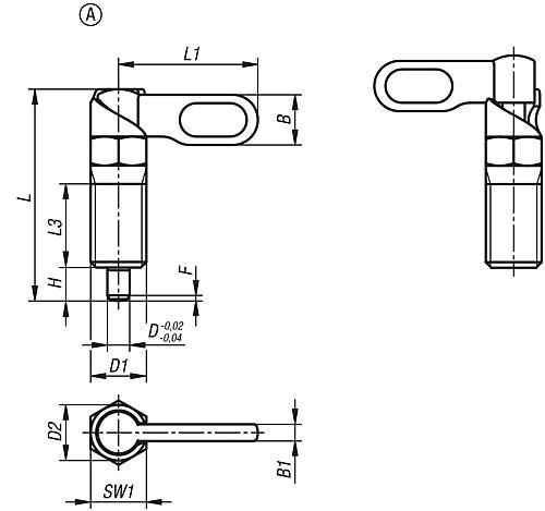 SPERRRIEGEL MIT ANSCHLAG, RECHTS, D=8, M16, FORM:A GRIFF UNBESCH., O. MUTTER,... Produktbild img2 L
