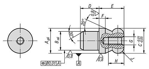 Aufnahmebolzen  mit Kugelansatz Form B Produktbild img2 L