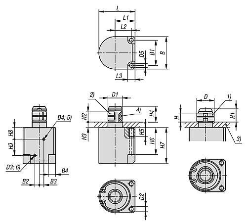 Kipp ZENTRIERSPANNER PNEUMATISCH, D1=16, D=20, M03, EDELSTAHL, KOMP:NITRILKAUTSCHUK Produktbild img2 L