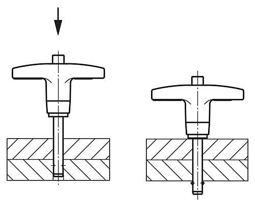 KUGELSPERRBOLZEN MIT T-GRIFF, D1=6, L=30, L1=7, L5=37, EDELSTAHL, KOMP:ALUMINIUM Produktbild img3 L