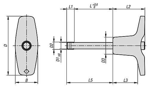 KUGELSPERRBOLZEN MIT T-GRIFF, D1=10, L=45, L1=8,9, L5=53,9, EDELSTAHL 1.4542,... Produktbild img2 L