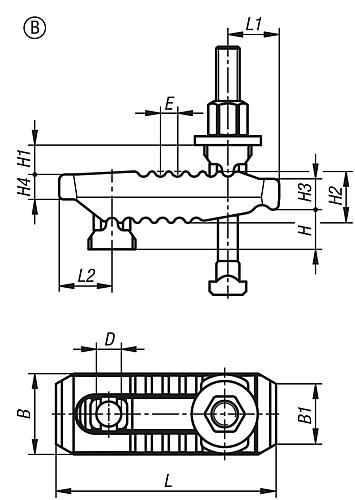 SPANNEISEN VERSTELLBAR D=21 L=187, FORM:B VERGÜTUNGSSTAHL, VERZINKT, MIT T-NU... Produktbild img2 L