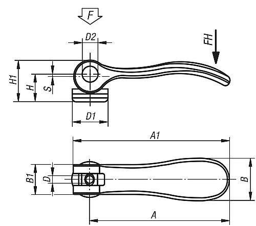 Exzenterhebel  mit Innengewinde und Außengewind... Produktbild img2 L