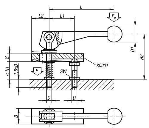 Kipp Exzenterspanner  mit Mittelspannung Produktbild img2 L