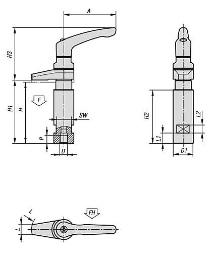 Kipp Spannhaken mit Bund und Klemmhebel mit Spannkr... Produktbild img2 L