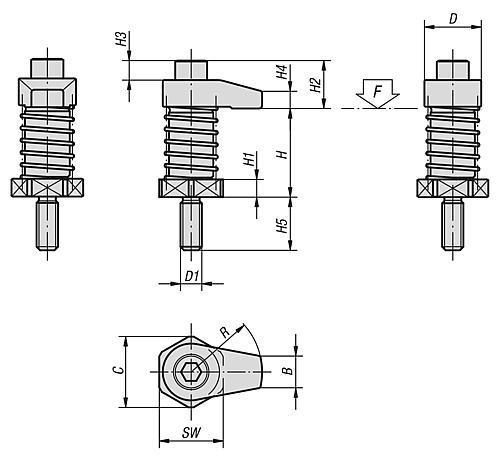 SPANNHAKEN MIT BUND D1=M12, R=60, H=50-65 Produktbild img2 L