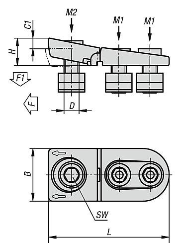 Kipp FLACHSPANNER FÜR T-NUT D=M20 EDELSTAHL, GEHÄRTET, KOMP:EDELSTAHL, BN=22 Produktbild img2 L