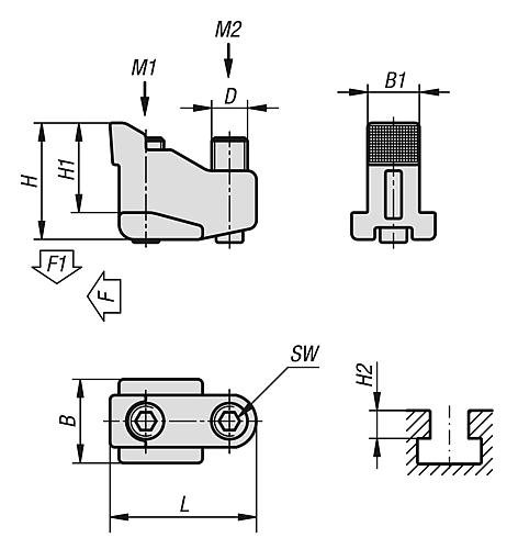 Kipp T-NUTENSPANNER D=M16 EDELSTAHL, GEHÄRTET, KOMP:EDELSTAHL, BN=22 Produktbild img2 L