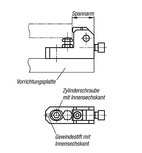 Kipp Niederzugspanner  mit Auflagebolzen Produktbild img3 L