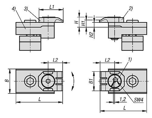 Kipp FLACHSPANNER FÜR T-NUT, BN=10, L=46, B=18, H=10,5, STAHL, KOMP:FEDERSTAHL Produktbild img2 L