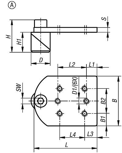 Kipp Spannbolzen Stahl oder Edelstahl mit Adapterpl... Produktbild img2 L