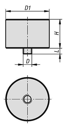 Kipp DREHLAGER MIT GEWINDEBOLZEN, D=M06, D1=30, STAHL BRÜNIERT Produktbild img2 L