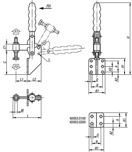 Kipp Schnellspanner vertikal  mit Winkelfuß und fest... Produktbild img2 L