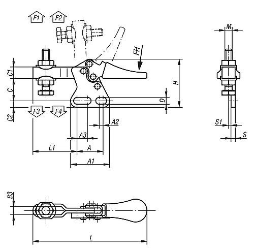 Kipp SCHNELLSPANNER MINI STAHL, FUß SENKRECHT, KOMP:KUNSTSTOFF, ORANGE, M=M05X20 Produktbild img2 L