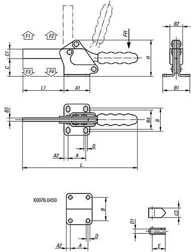 Kipp Schnellspanner horizontal mit waagrechtem Fuß u... Produktbild img2 L