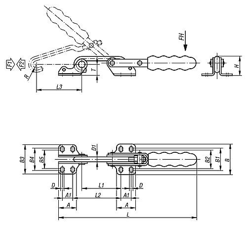 Kipp HAKENSPANNER HORIZONTAL, MIT GEGENHALTER, STAHL VERZINKT UND PASSIVIERT, KOMP... Produktbild img2 L