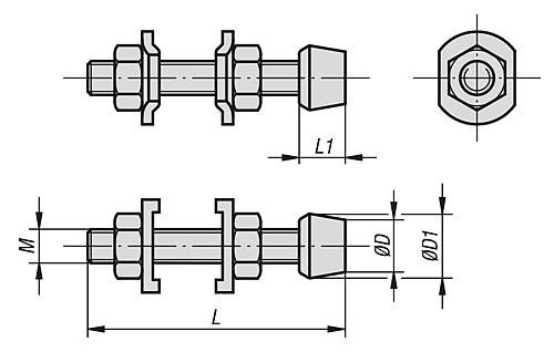 Kipp Andruckspindeln  mit aufvulkanisiertem Neoprend... Produktbild img2 L