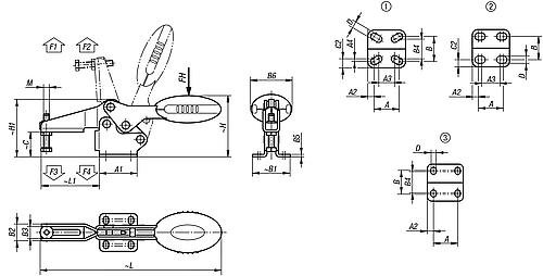 Kipp Schnellspanner horizontal mit waagrechtem Fuß ... Produktbild img2 L