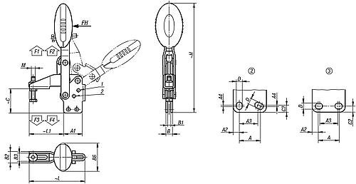 Kipp Schnellspanner vertikal mit senkrechtem Fuß un... Produktbild img2 L