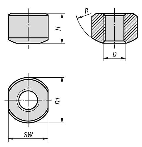 Kipp Muttern mit Kugelkuppe Produktbild img2 L