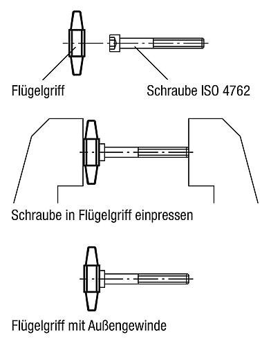 FLÜGELGRIFF H=12,5, A=45 THERMOPLAST, ROT, MIT INNENSECHSKANT, FÜR=M10 Produktbild img3 L