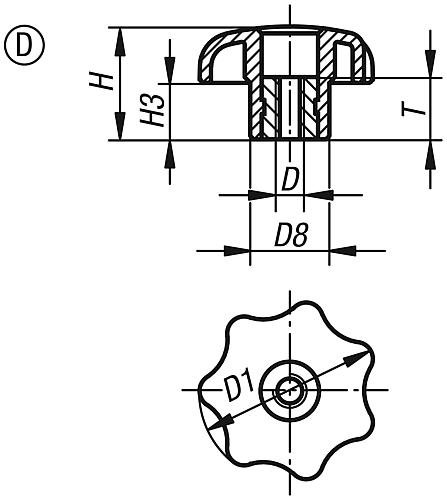 STERNGRIFF ÄHNLICH DIN6336 D=M08, D1=40, FORM:D, THERMOPLAST SCHWARZ, KOMP:ST... Produktbild img2 L