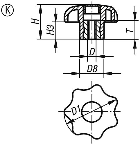 STERNGRIFF ÄHNLICH DIN6336 D=M05, D1=25, FORM:K, THERMOPLAST SCHWARZ, KOMP:ST... Produktbild img2 L