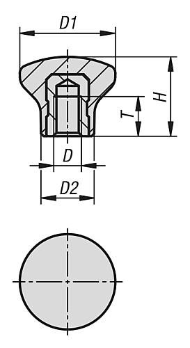 PILZKNOPF POLIERT D=M06 D1=21 DUROPLAST, SCHWARZ, KOMP:AUTOM.STAHL, BLAU PASS... Produktbild img2 L