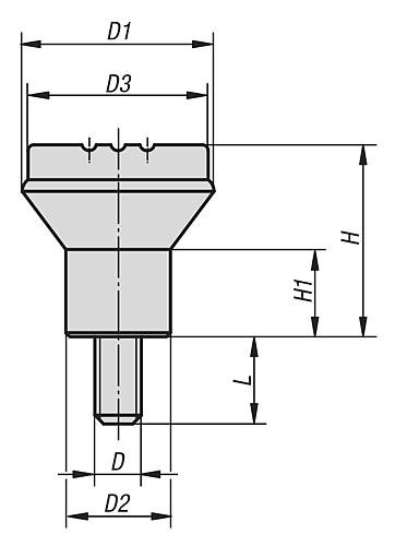 Kipp PILZKNOPF ANTISTATISCH GR.1 D=M05X10 D1=21 THERMOPLAST, SCHWARZ RAL9011, KOMP... Produktbild img2 L