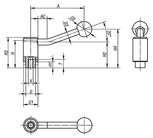 Kipp Spannhebel mit Sicherheitsfunktion  Innengewinde Produktbild img2 L