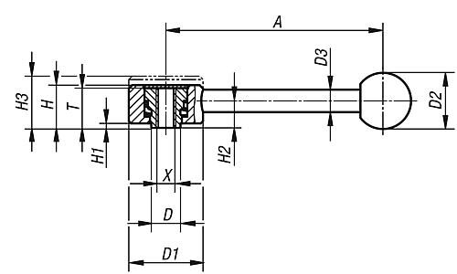 Kipp Spannhebel flach  mit Innengewinde Produktbild img2 L
